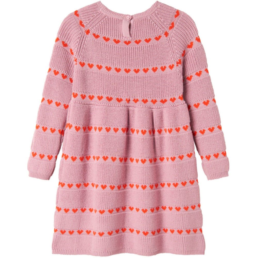 Køb MarMar Light Cotton Wool Pattern Soft Berry Hearts Daso Strik Kjole