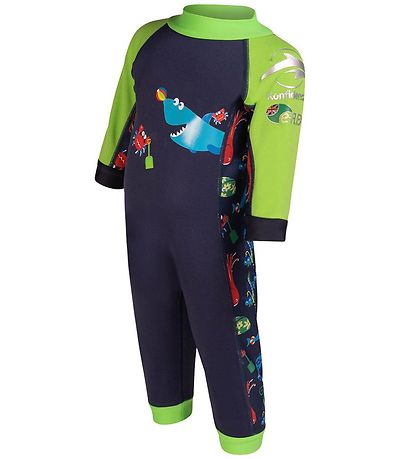 Konfidence Bådeheldragt - UV50+ - Navy/Lime Fergal