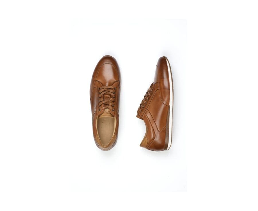 Sneakers homme cuir Châtaigne Patiné - BELBARA