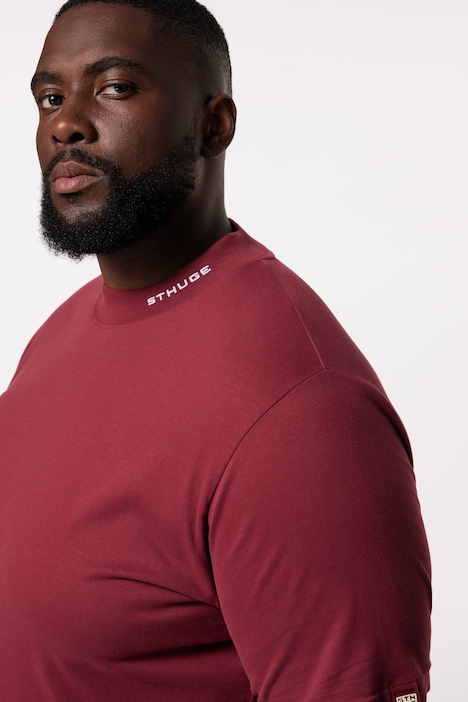 STHUGE T-Shirt, Halbarm, Stehkragen mit Schriftzug, bis 8 XL
