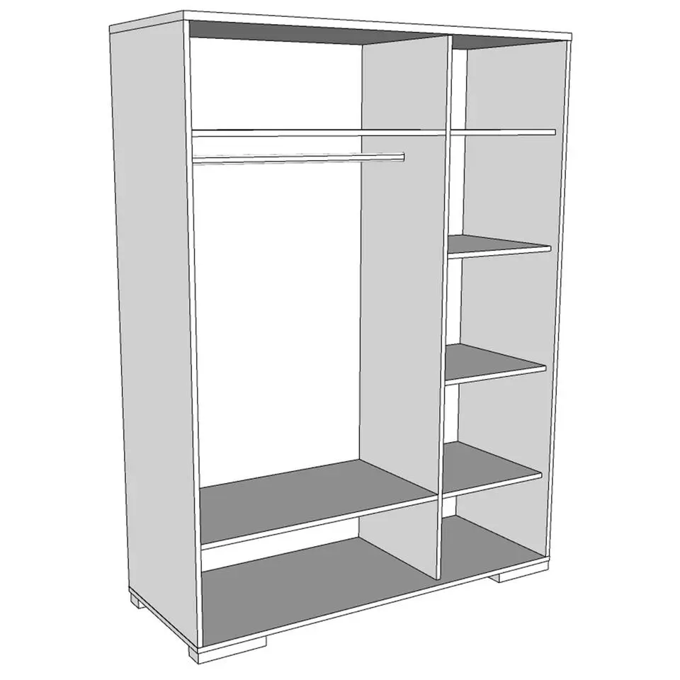 Kledingkast London 146cm met 3 deuren - antraciet
