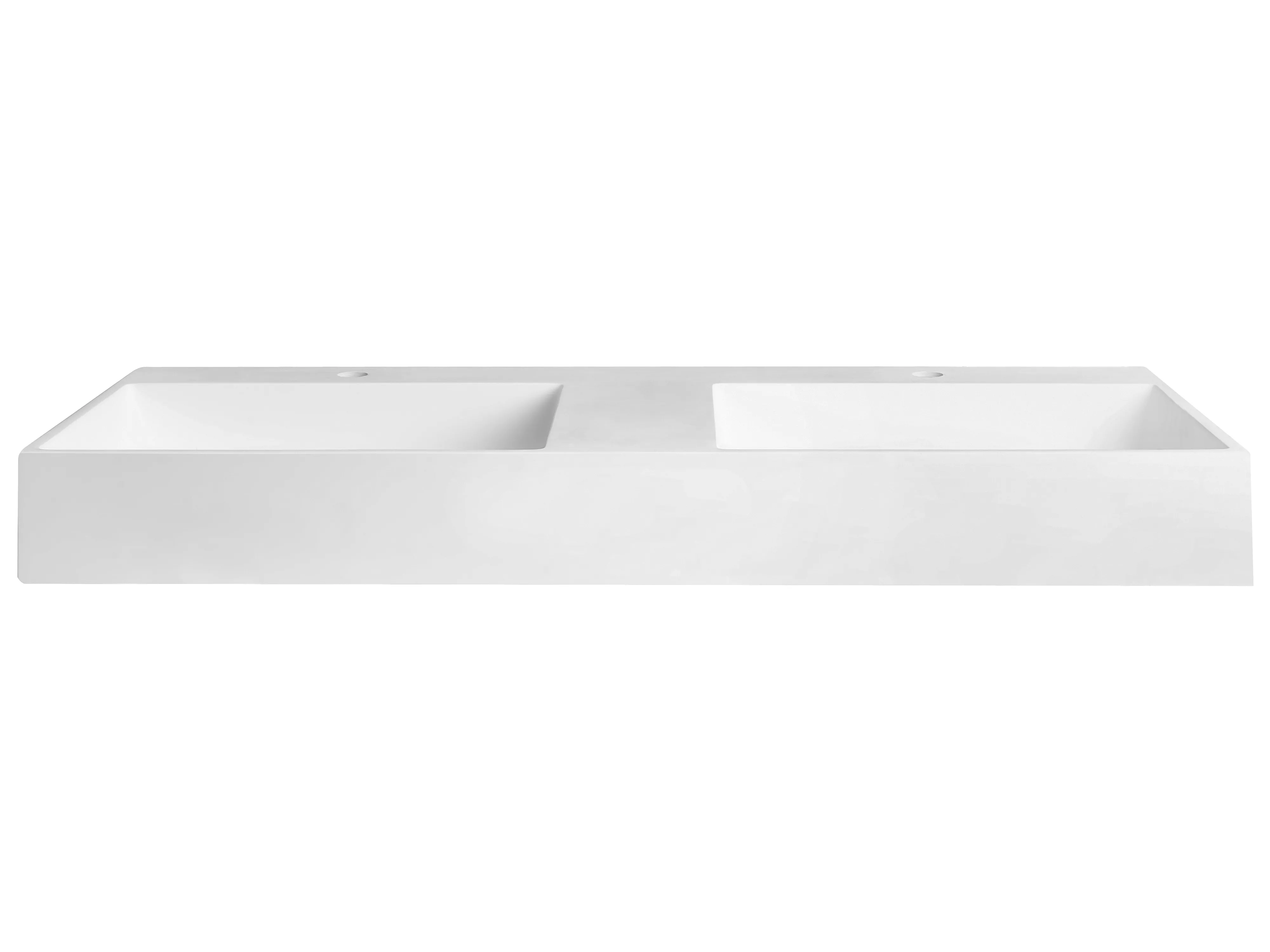 Wandgemonteerd dubbele wastafel CUSCO 120 x 48 cm Mineraal gietwerk Wit
