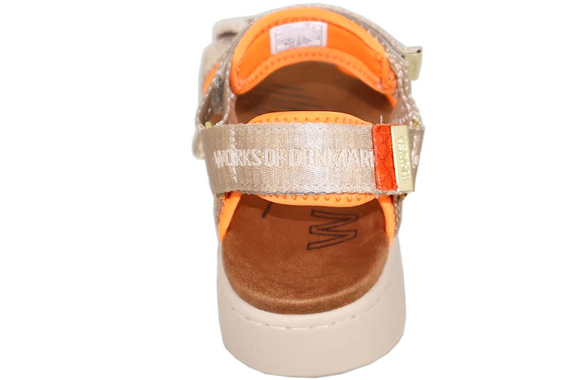 WODEN LINE NEON ORANGE SANDAL I BEIGE TEKSTIL