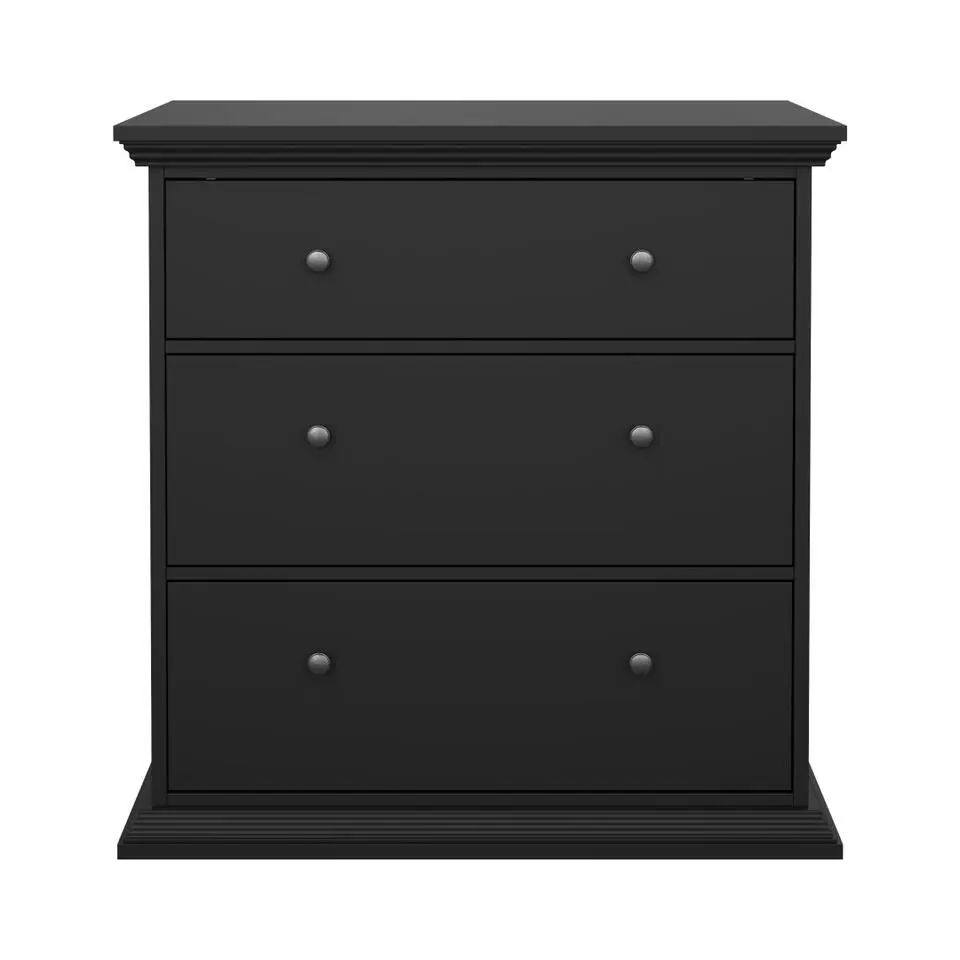 Hioshop North kommode 3 laden zwart mat