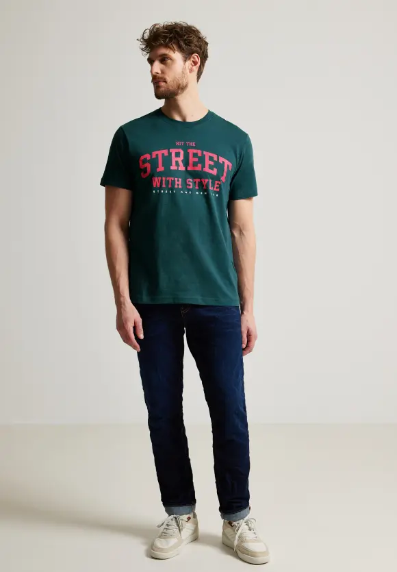 T-Shirt mit Frontprint - oxford green