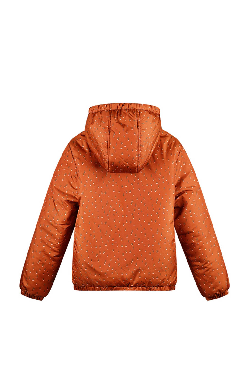Moodstreet winterjas Jet met all over print roestbruin