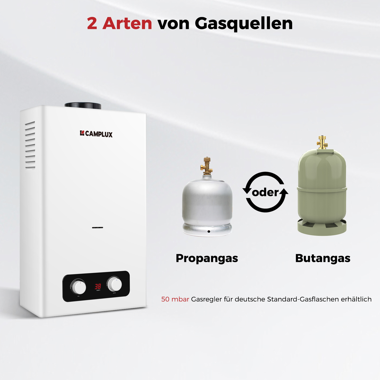 Camplux BD264 10 liter geiser - 50 mbar