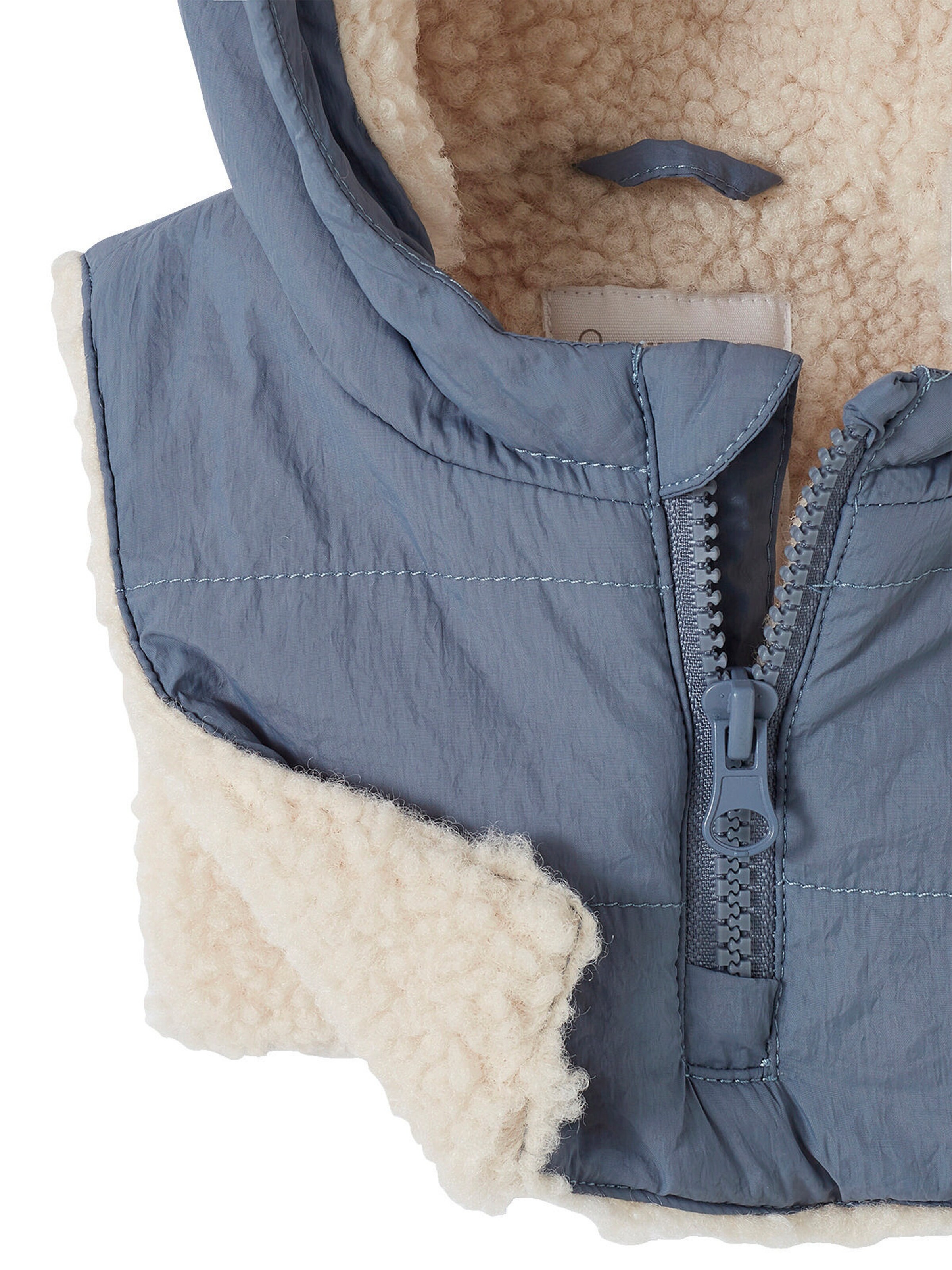 Vertbaudet Baby Winterjacke mit abnehmbarer Kapuze, Recycling-Polyester graublau
