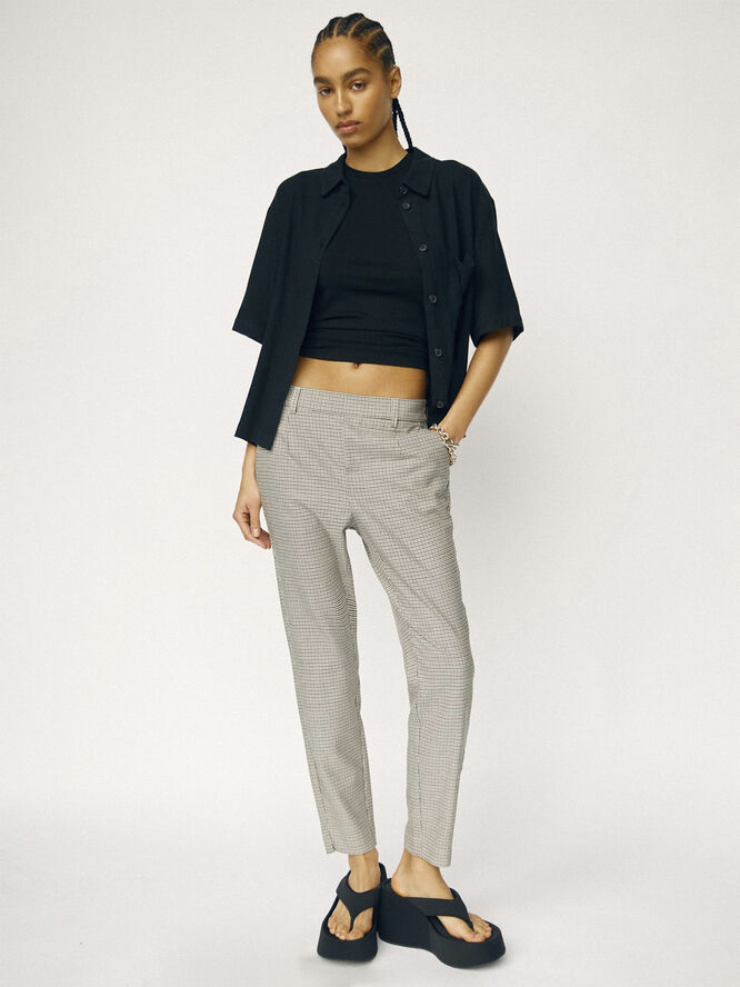 Object OBJLISA SLIM PANT AOP NOOS Sandshell/rabbit/black checks