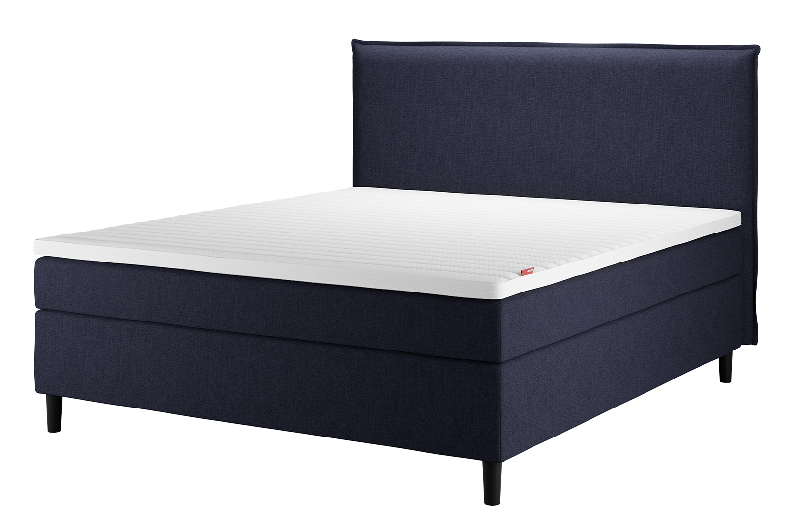 Sensitive 200 kontinentalseng Tekstil Navy 61 i 160x200 cm. Fast/Fast komfort med premium hyperflex overmadrass og runde sorte ben 13cm. Sengegavl selges separat.
