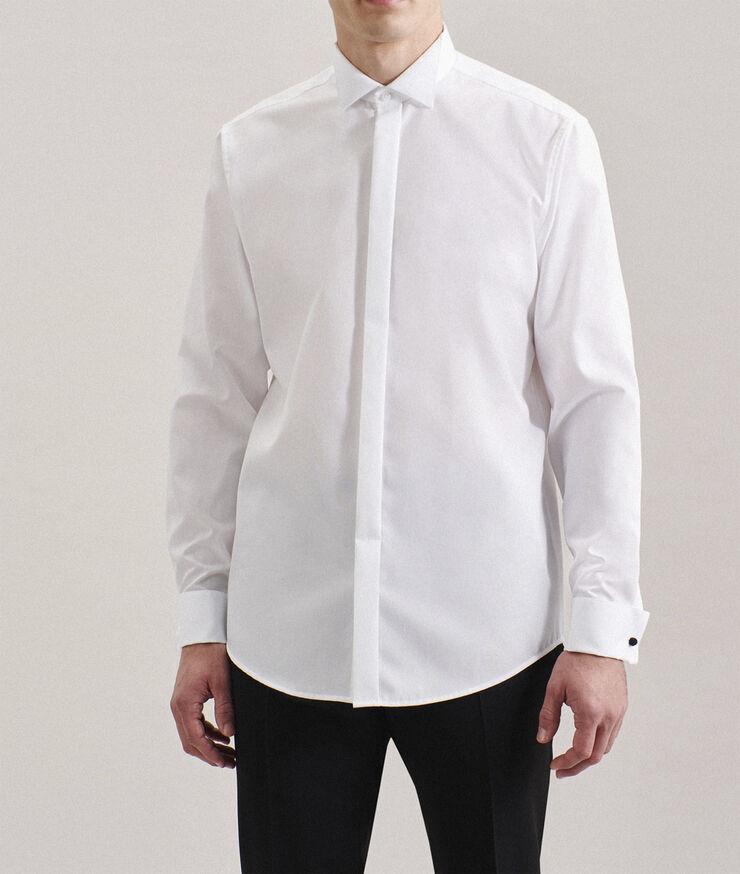 Seidensticker Gala Shirt Regular Long sleeve Wing Collar Uni White