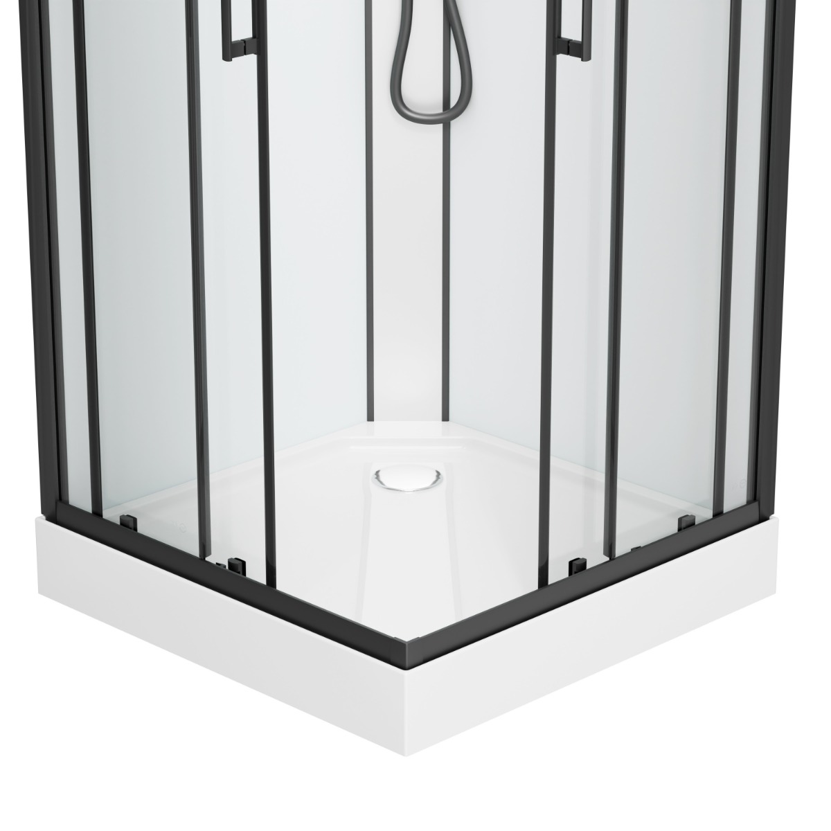 Badstuber Denver complete douchecabine vierkant 90x90x210cm zwart mat
