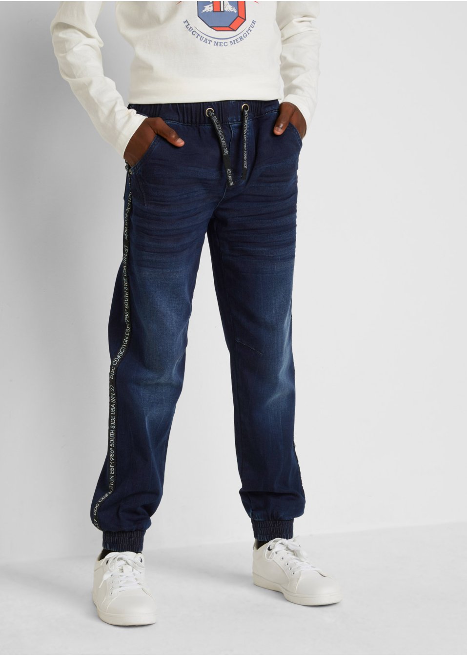 Jean-jogging garçon avec galon sportif