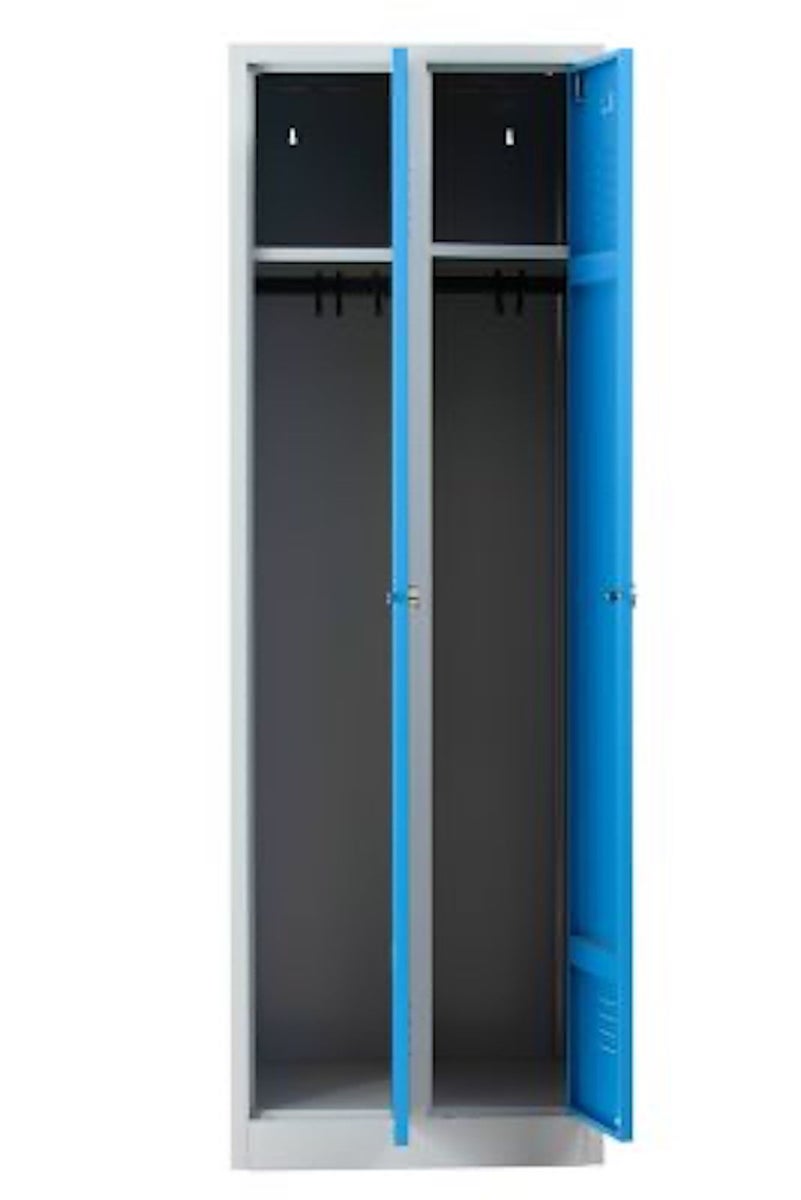 PROREGAL Garderobekast Camel 2 compartimenten HxBxD 180 x 60 x 50 cm Hangslot Grijs-Lichtblauw