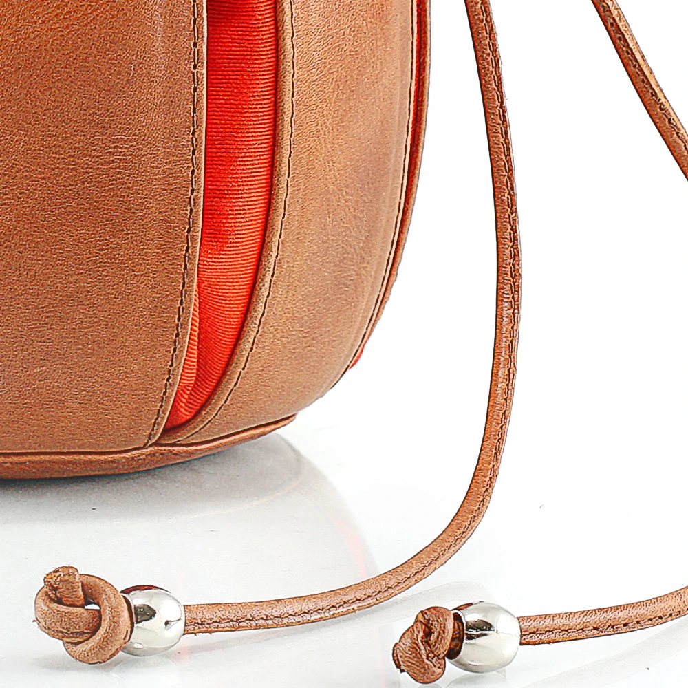 Tulip Vintage Leather Cognac - Orange Canvas