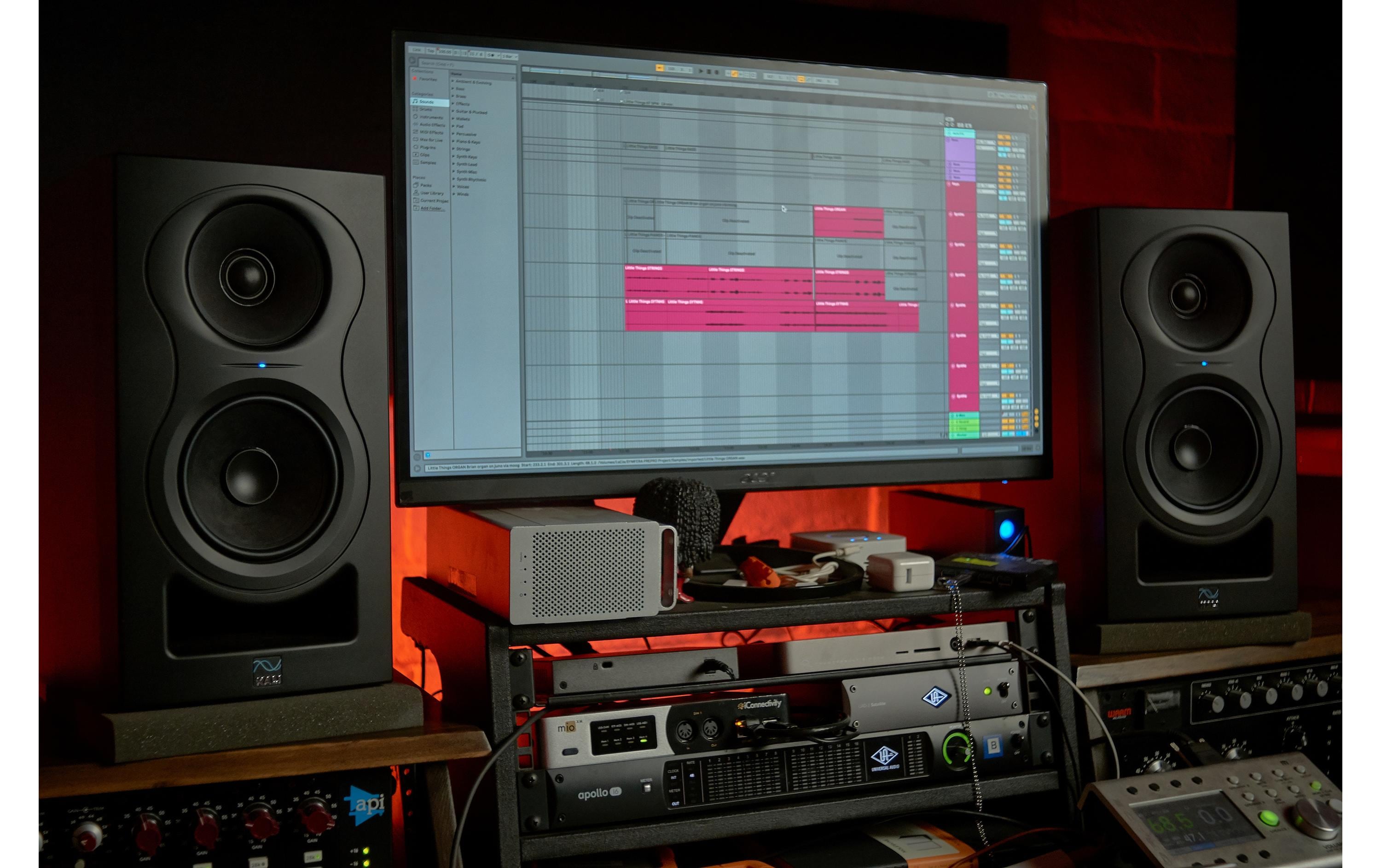 Studiomonitor IN-5 160 W, Schwarz<br>Aktiver 3-Wege-Studiomonitor