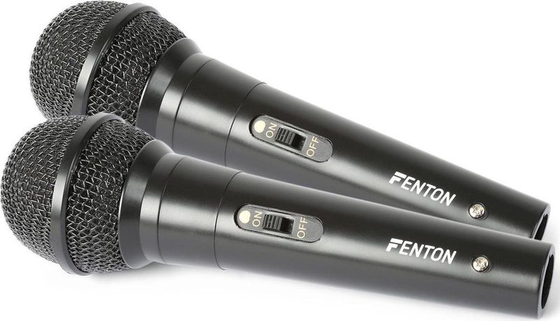 Karaoke microfoon - Fenton DM100 - Set van twee karaoke microfoons - Ook perfect voor DJ's - Zwart