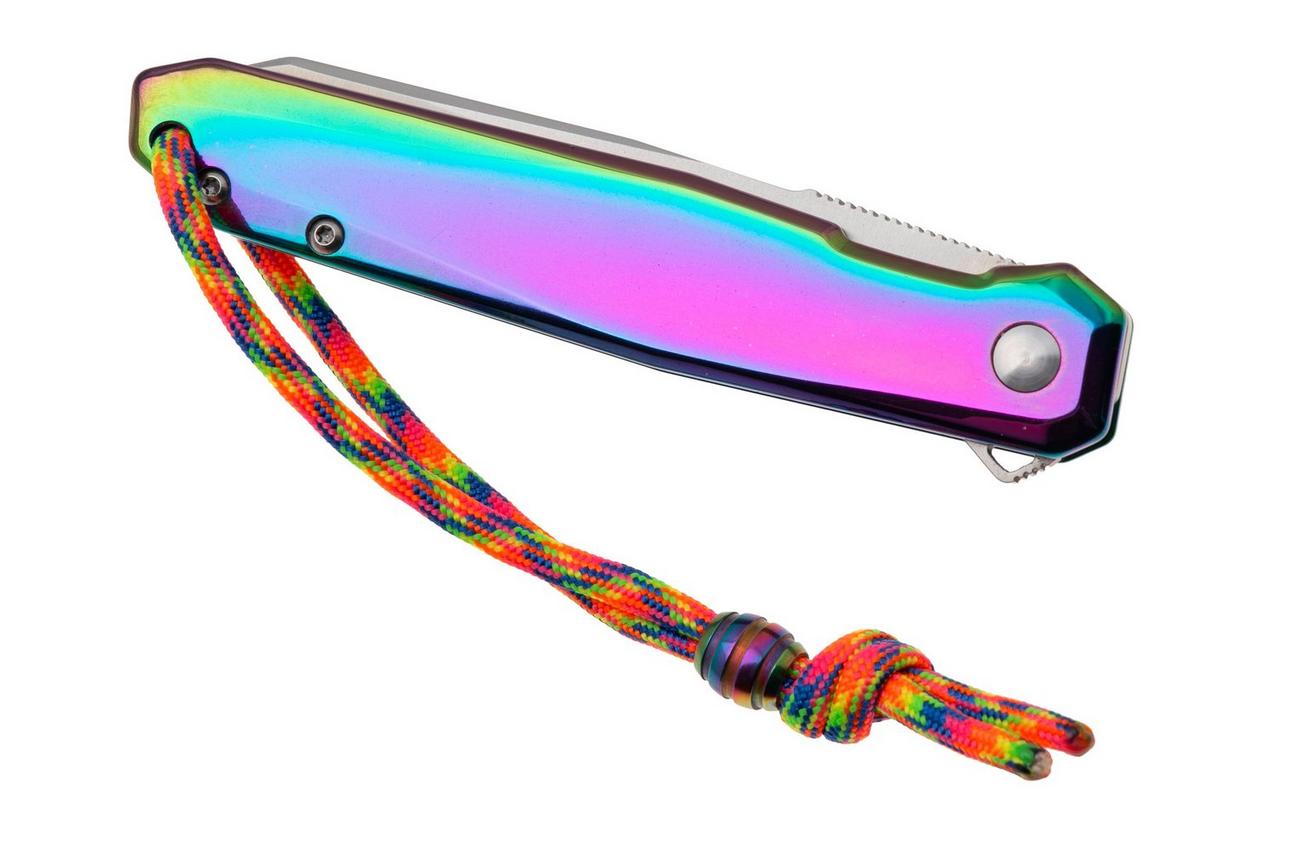 CRKT Facet K230PXP Satin 12C27, Iridescent Titanium Nitride Stainless Steel, zakmes, Ken Onion design