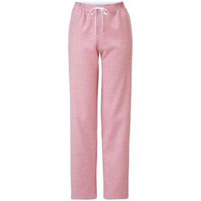 Damen-Flanellpyjama kariert, Rosé-Grau