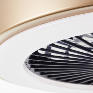 Brilliant plafondventilator Slimline met lamp en RGB functie 40W goud