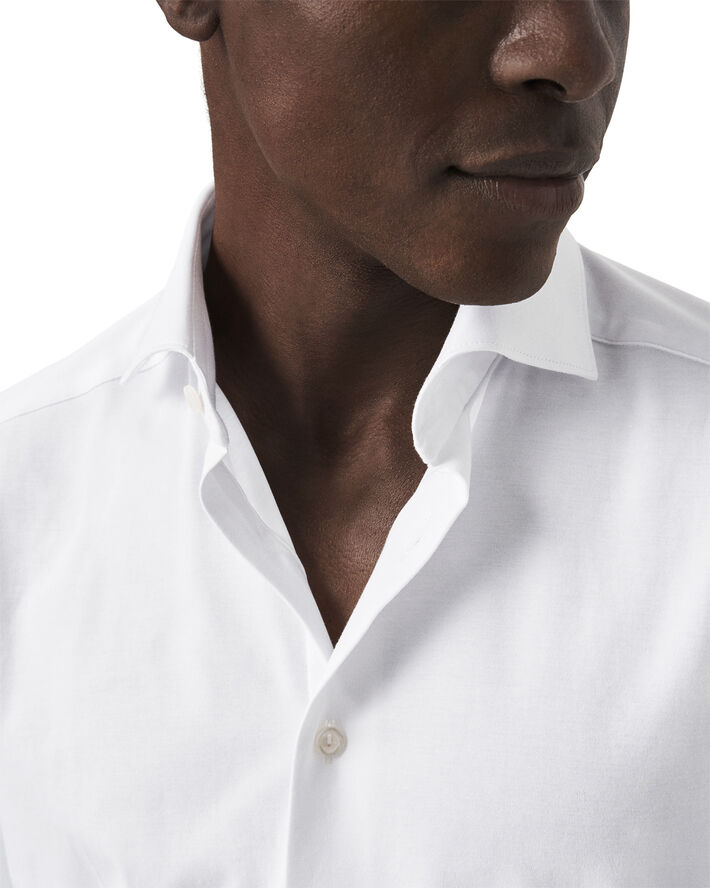 ETON Contemporary Fit White Solid Four-Flex Stretch Shirt Hvid