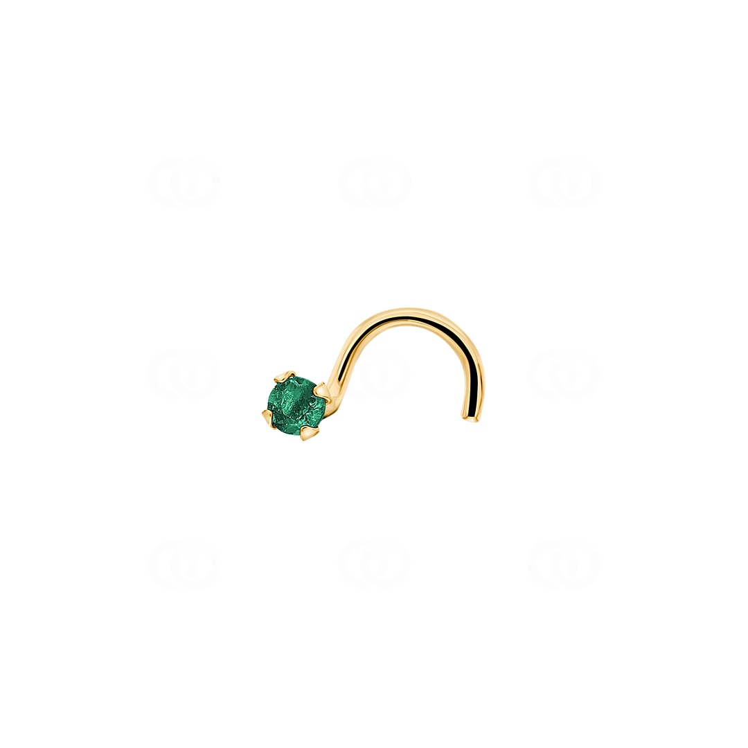 Nasenpiercing Spirale 750/18 K Gelbgold mit Smaragd