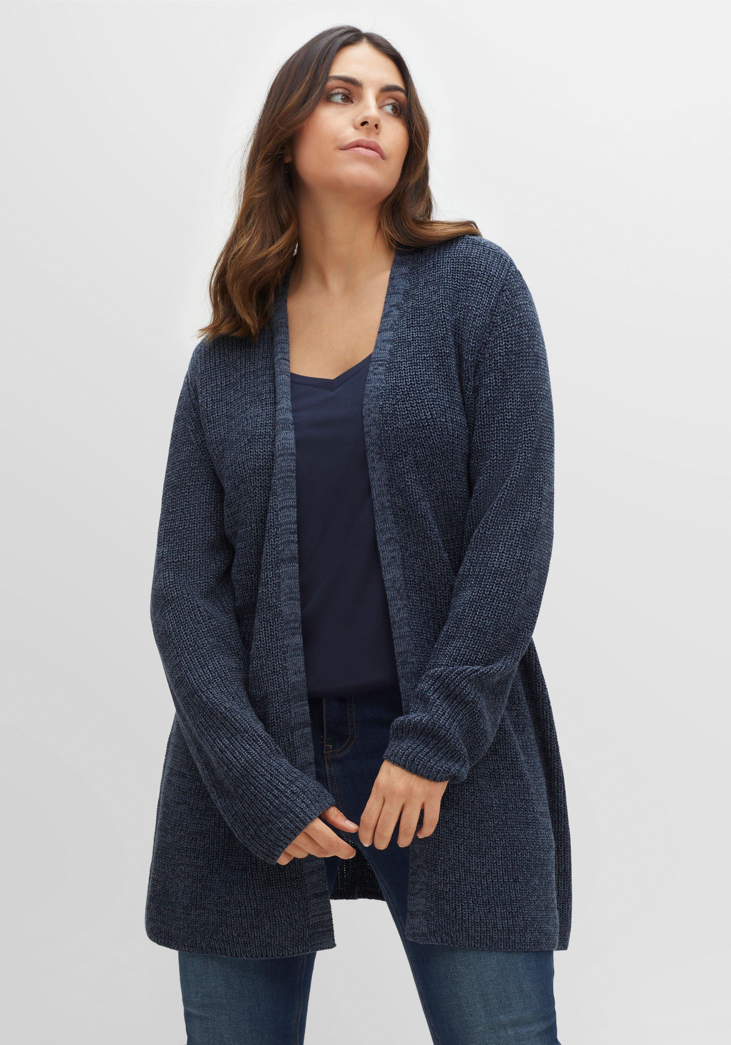 Longstrickjacke in A-Linie, offene Form