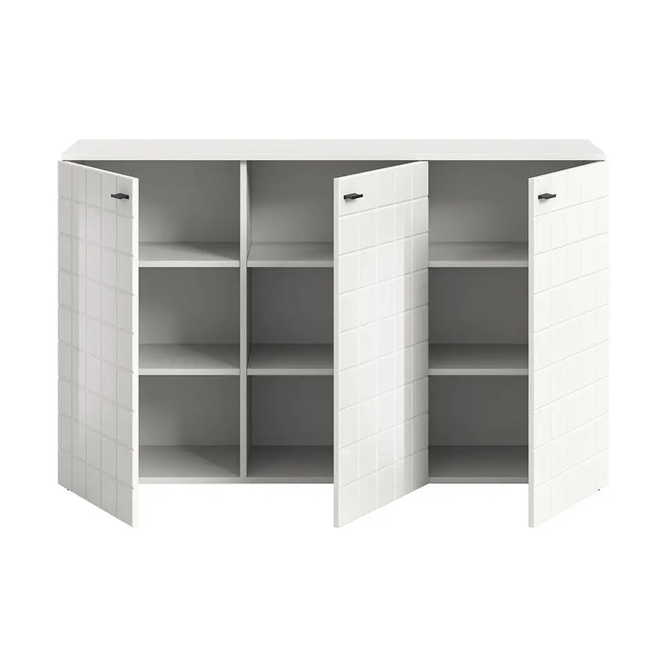Hioshop Monte dressoir 3 deuren wit hoogglans