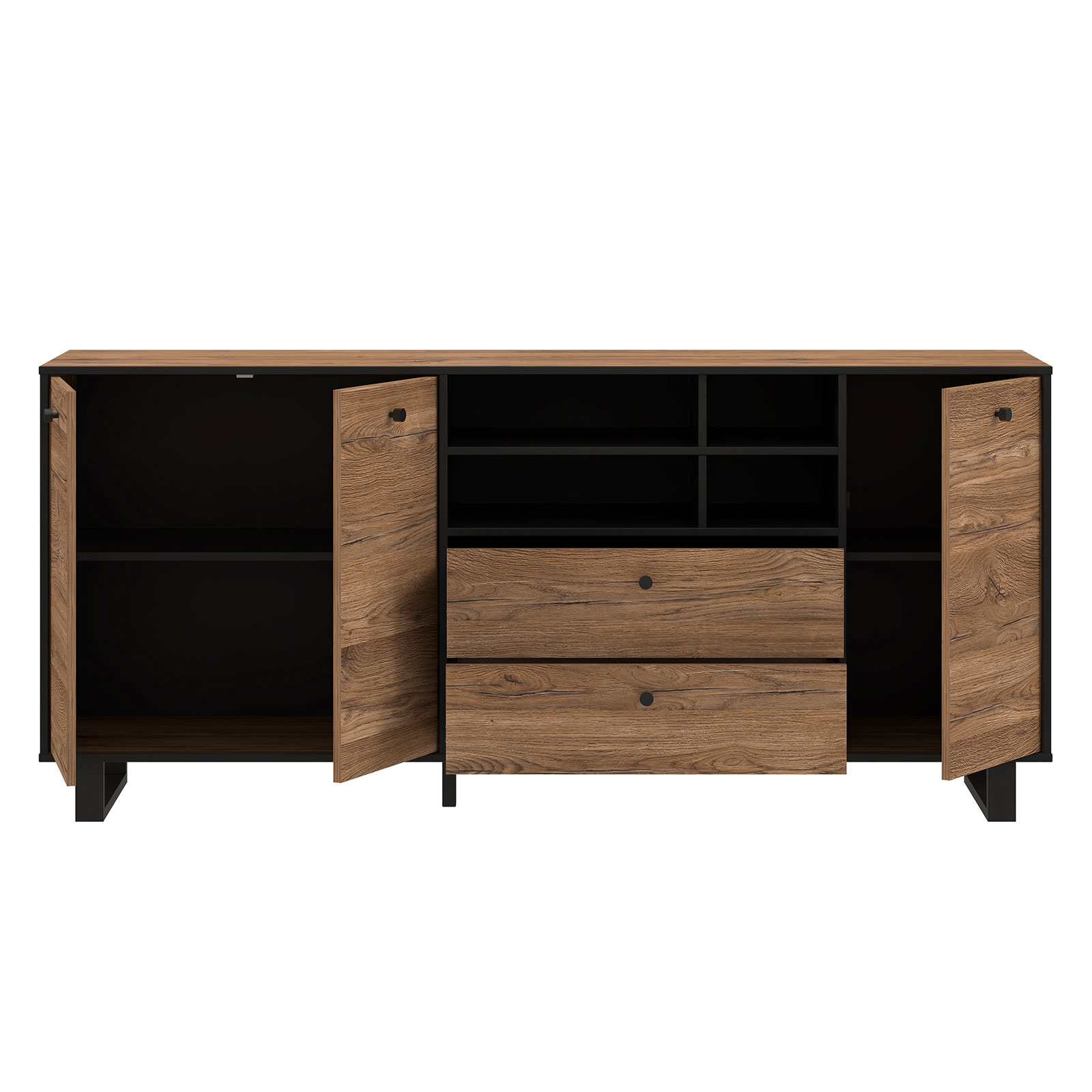 Sideboard - Colonial Eiche - schwarz - 180 cm