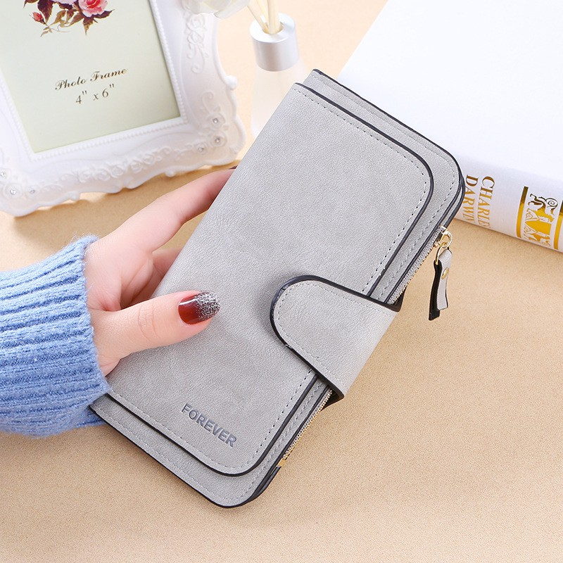 (10x19cm) Leder Geldbörse Fashion Portemonnaie mit 17 Kartenfächern - Grau