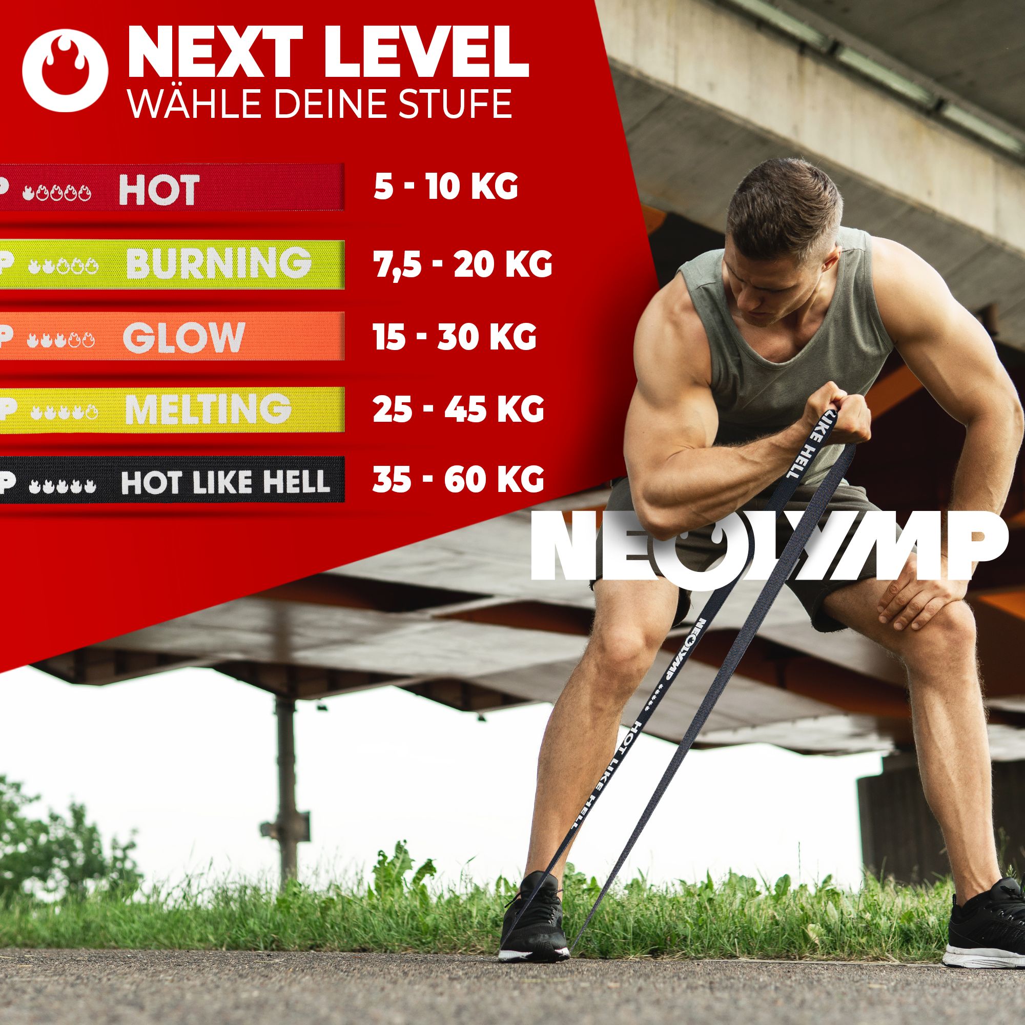 NEOLYMP lange Fitnessbänder Stoff