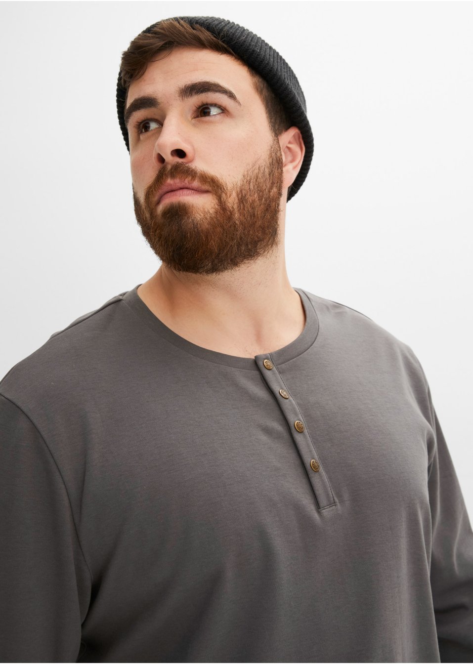 T-shirt col Henley, manches longues