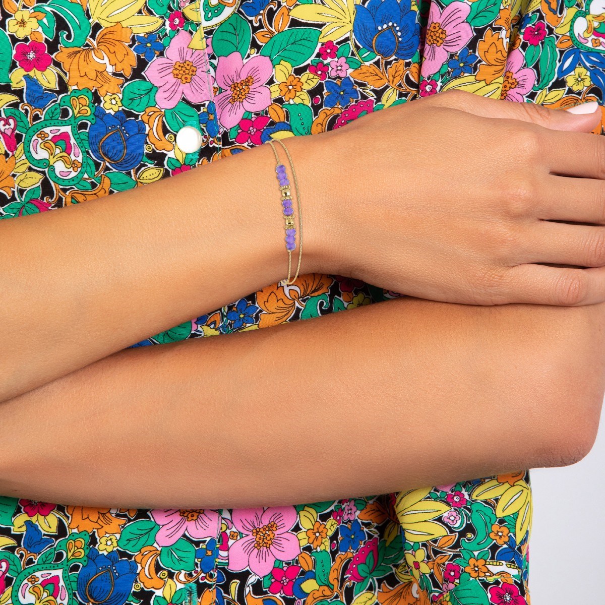 Bracelet double tour par SC Bohème orné d'Améthystes