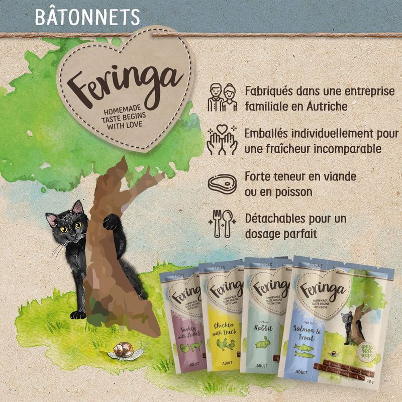 Feringa Bâtonnets lapin pour chat