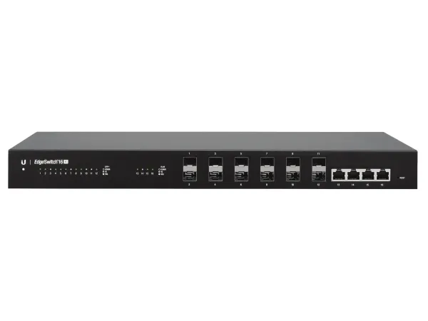 Ubiquiti EdgeSwitch ES-16-XG - Switch - L3 - Administreret - 12 x 10 Gigabit SFP    4 x 10 Gigabit Ethernet - monterbar på stativ - AC 120/230 V / DC 16 - 25 V