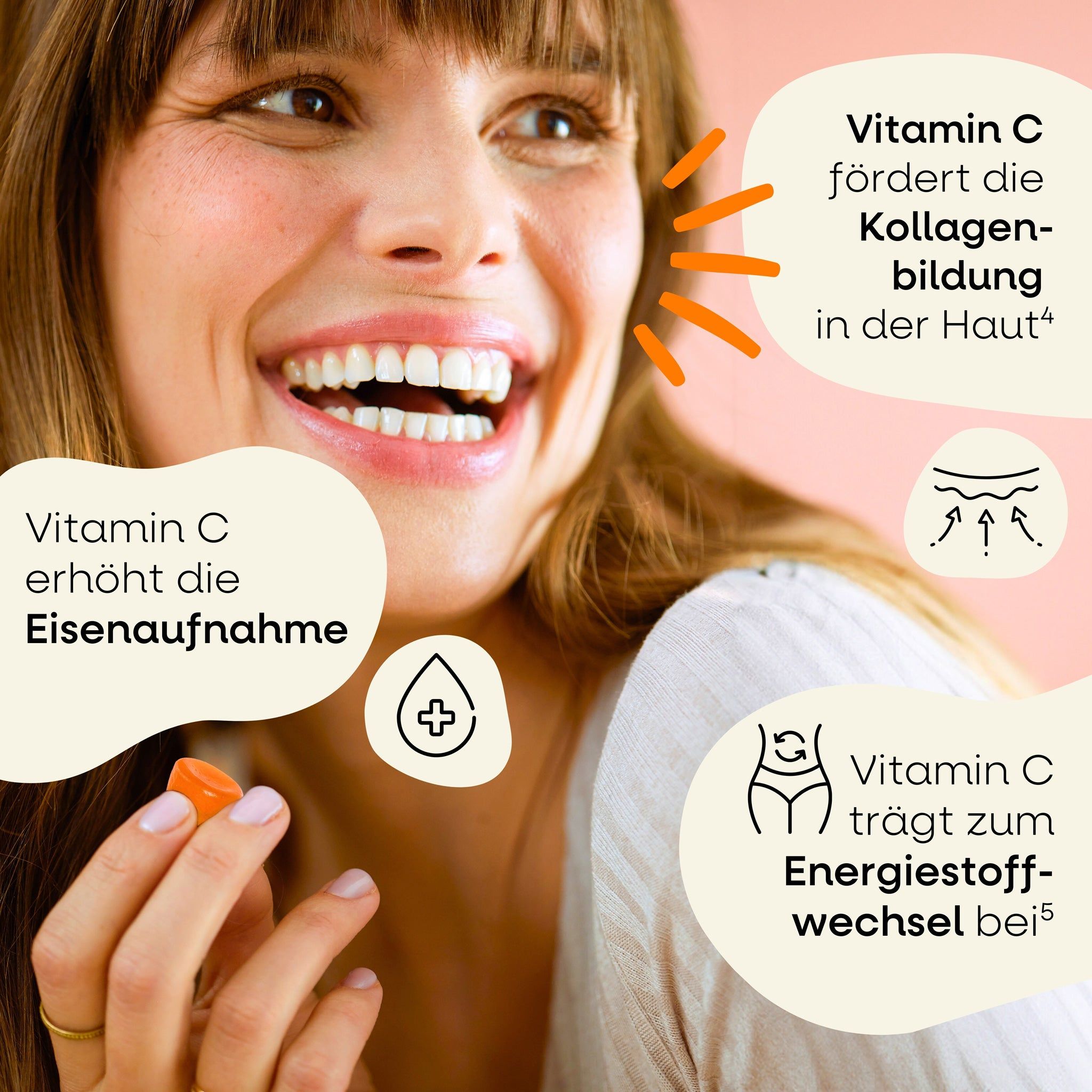 Nature's Way Vitamin C Gummies - Hochdosiert mit 125 mg je Stück, Vitamin C für Kollagenbildung