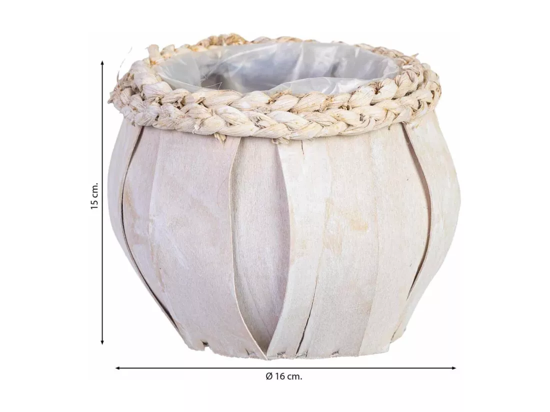 Panier rond en bois blanc 16x16x15h cm
