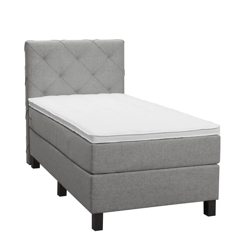 Boxspring Liv geruit - lichtgrijs - 90x200 cm - vierkante poot