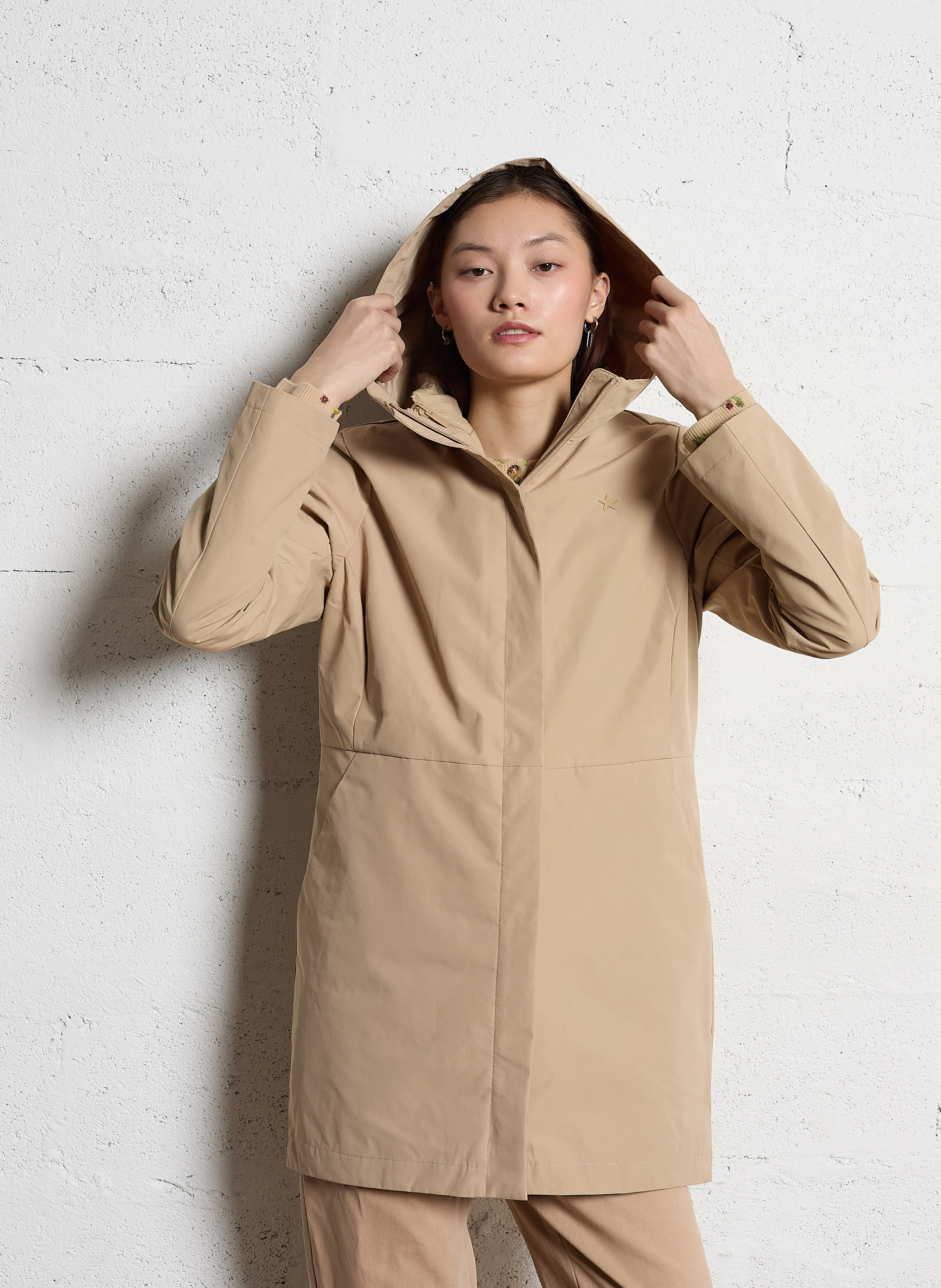 VALENE - Parka déperlante droite | Beige