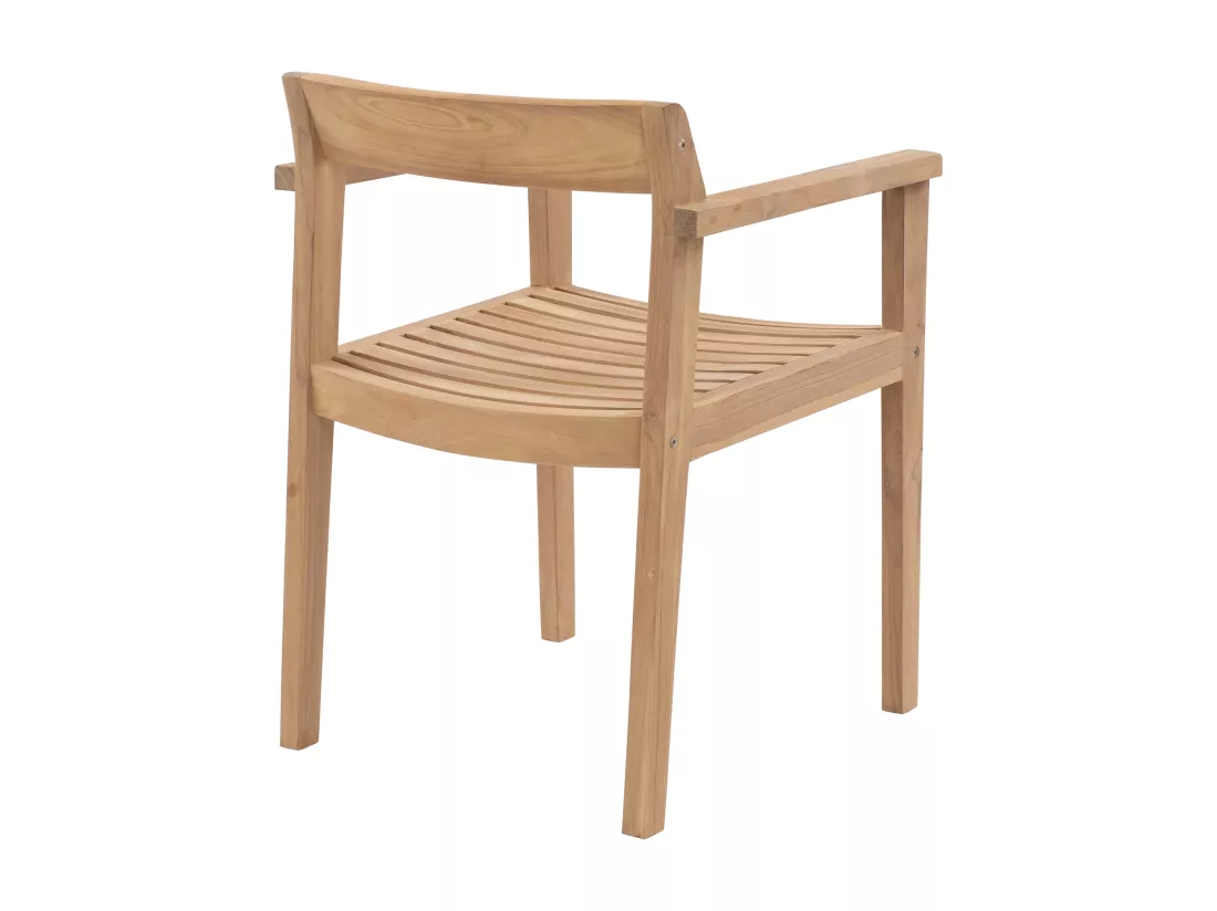 Salle à manger de jardin en teck : 1 table carrée + 8 fauteuils - Naturel clair - ALLENDE de MYLIA