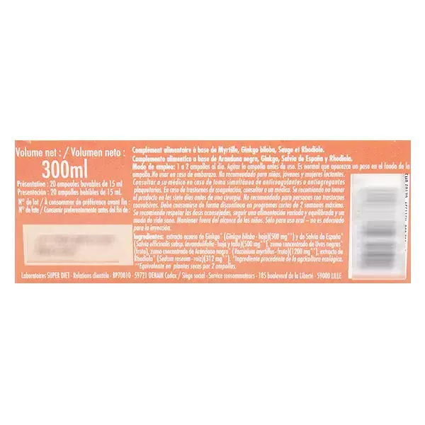 Superdiet Memory Quartet 20 ampolas x 15ml