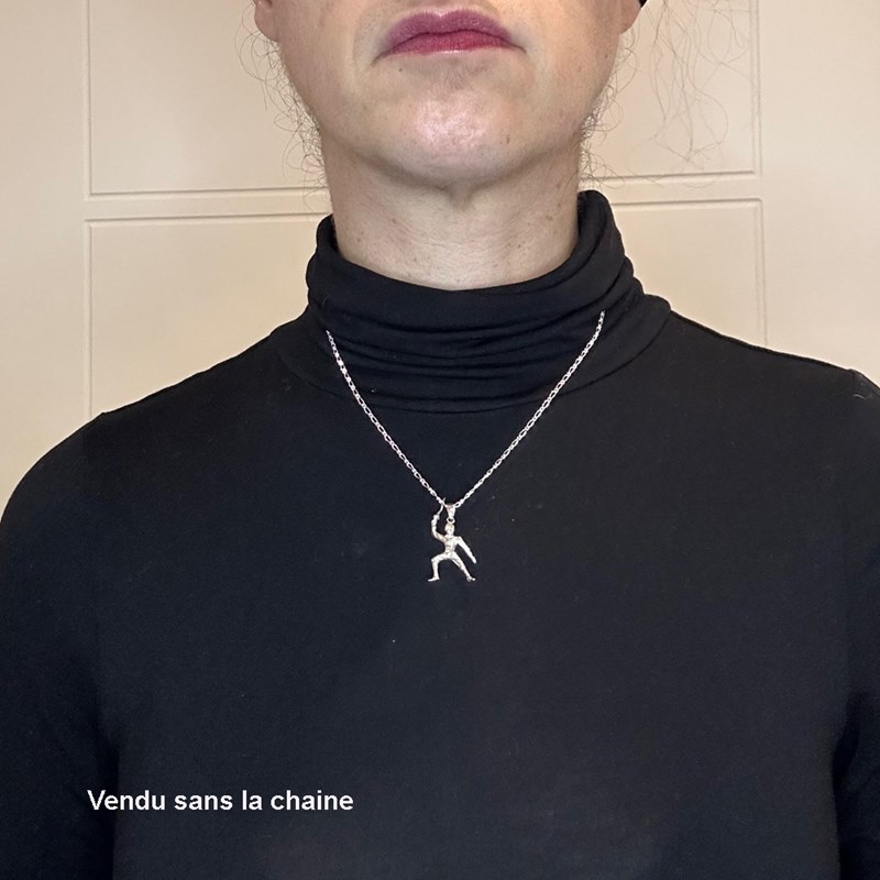 Pendentif escrimeur en garde - Argent massif