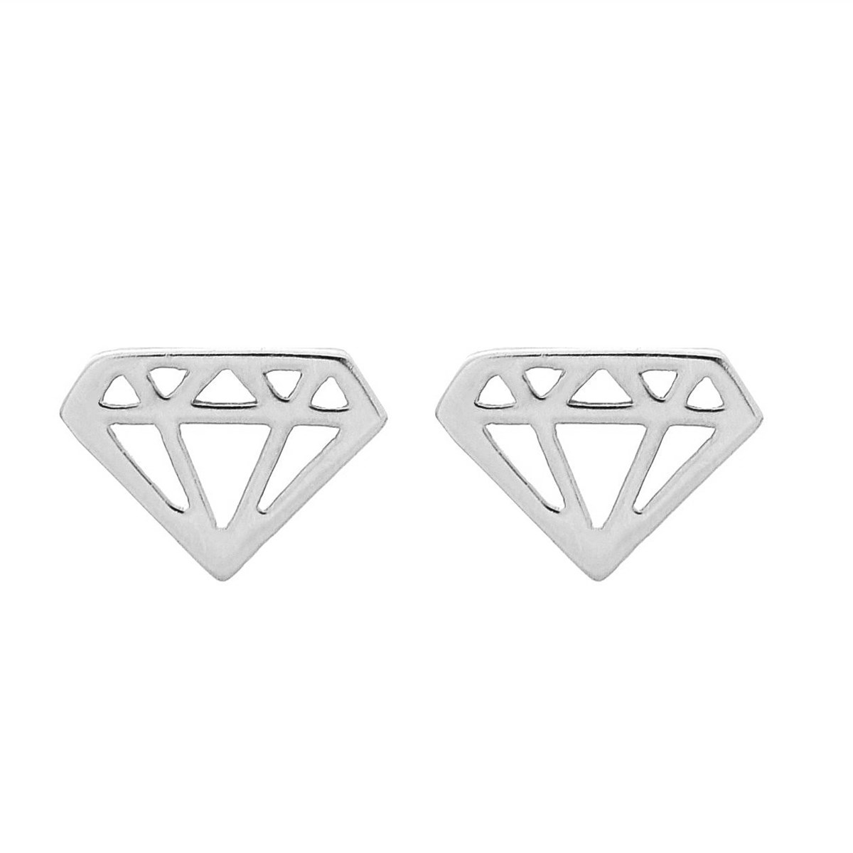 Boucles d'oreilles motif diamant forme ajourée Argent 925 Rhodié