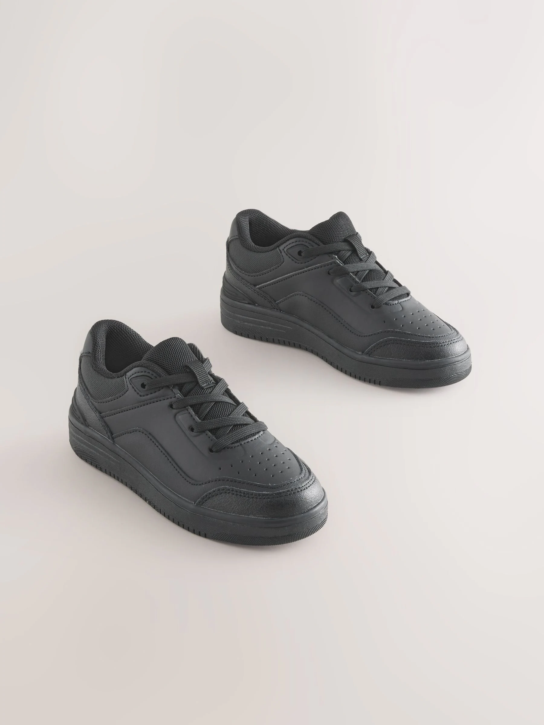 Zwart - School - Leren veterschoenen