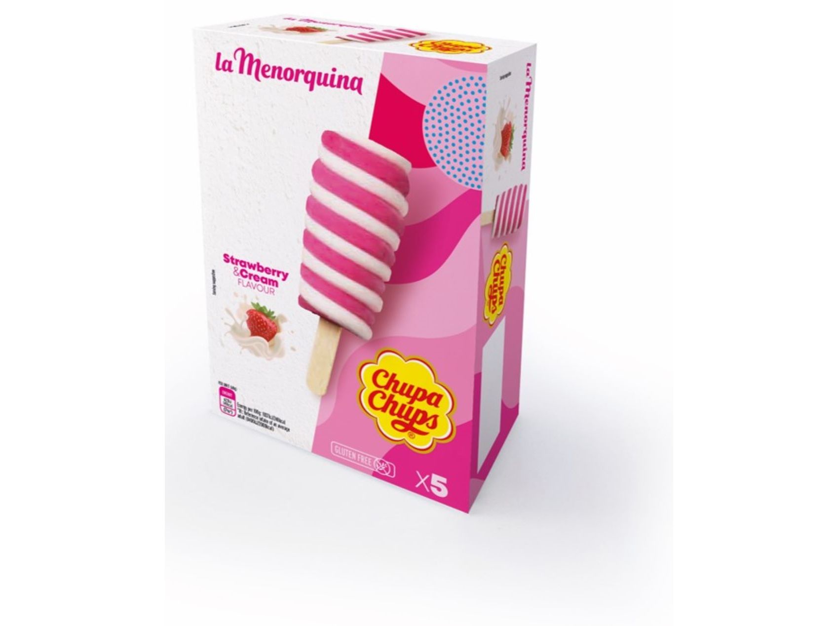GELADO CHUPA CHUPS NATA MORANGO 5X50ML