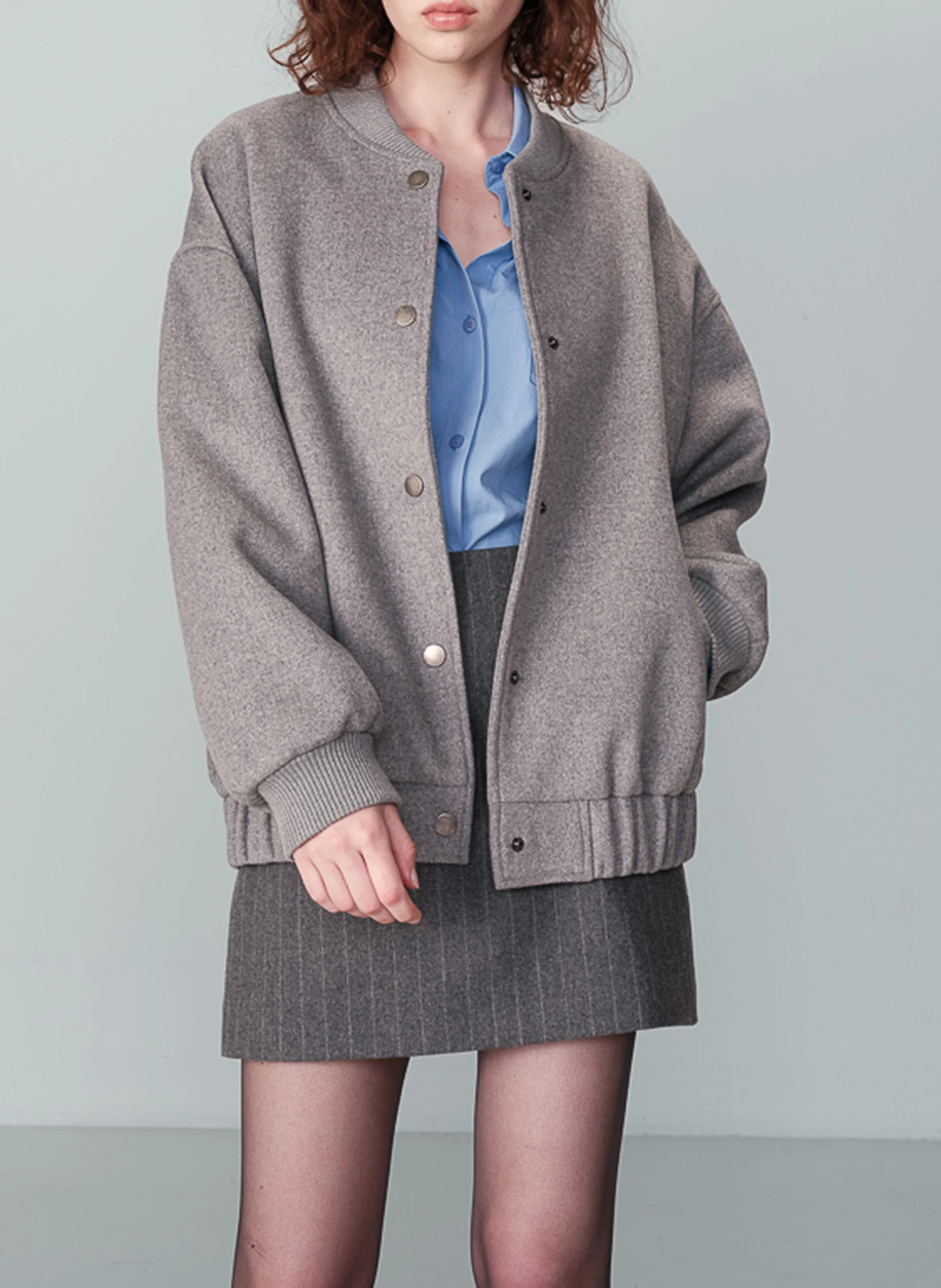 NUMA - Veste col rond en laine mélangée | Gris