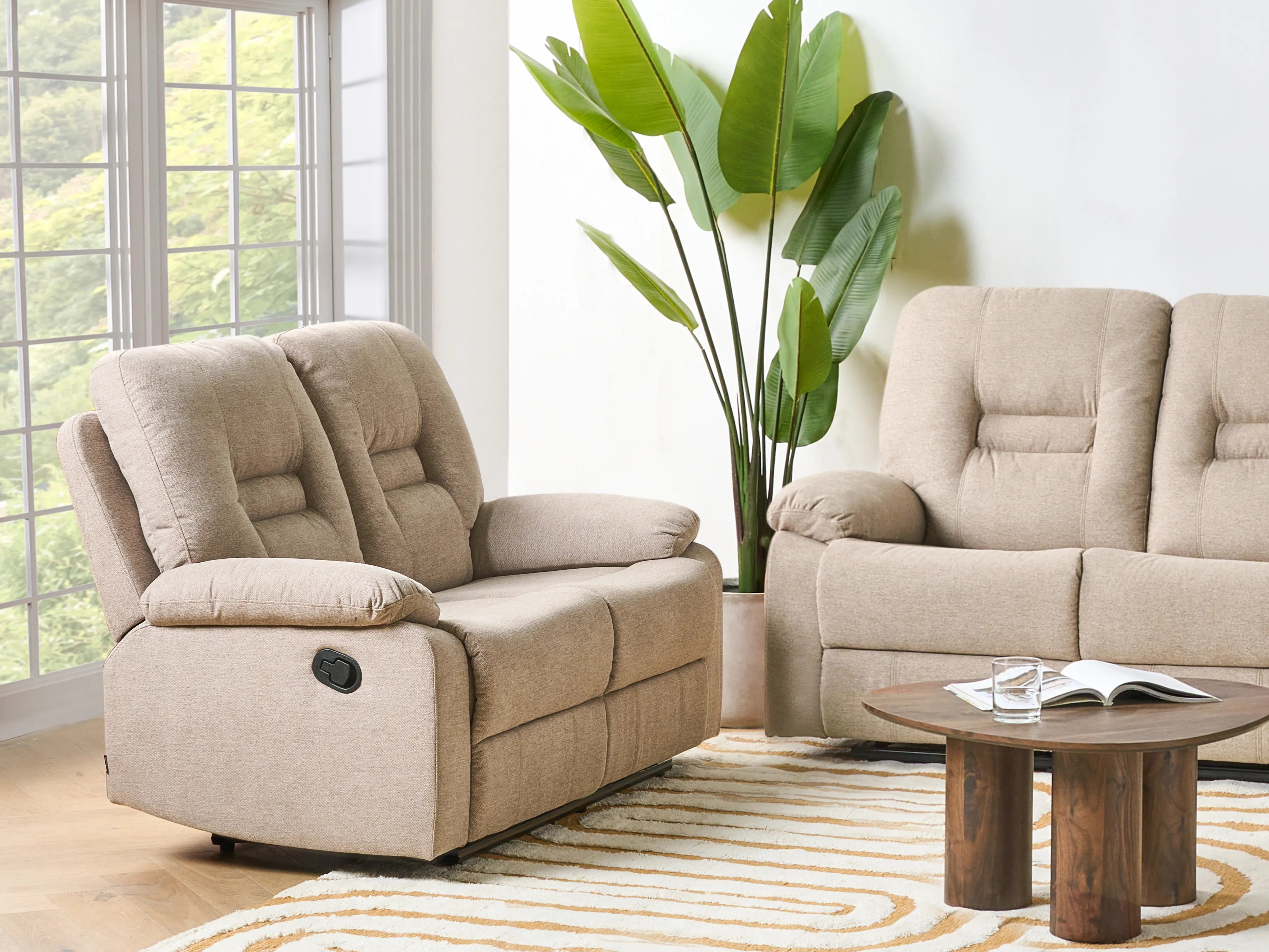 Handmatig verstelbare bank 2-zits BERGEN Stof Beige