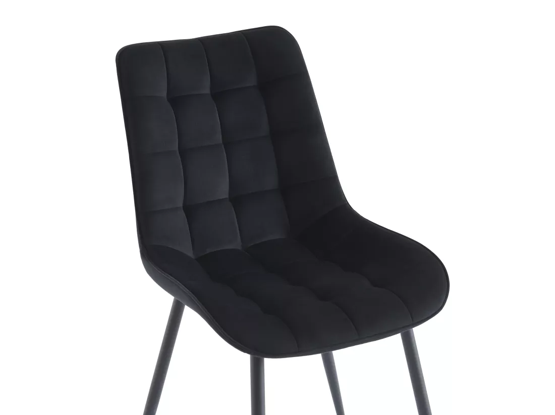 Lot de 6 chaises matelassées - Velours et métal - Noir - OLLUA