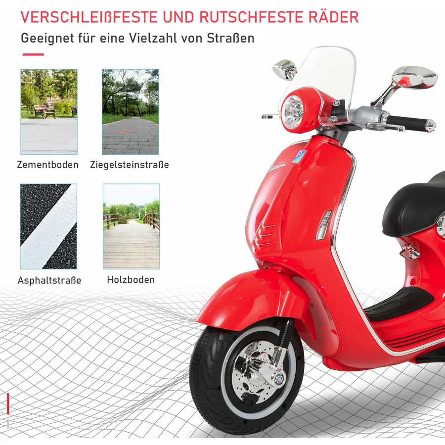 HOMCOM Elektrisches Kindermotorrad als Vespa rot