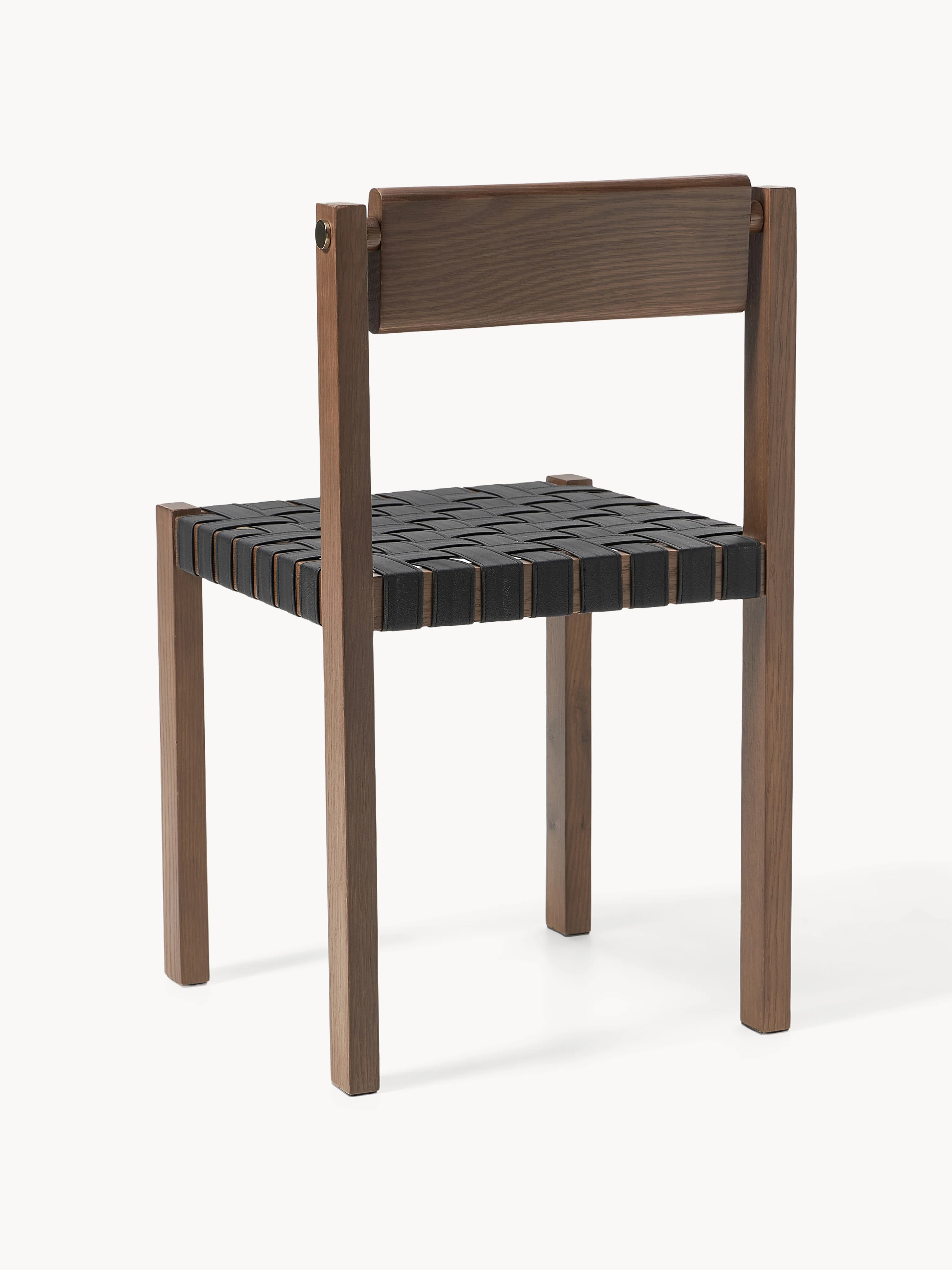 Houten stoel Liza met leren zitvlak